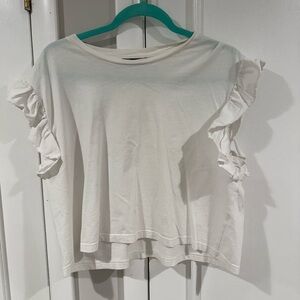 Zara Cream Ruffle Sleeve Tee
